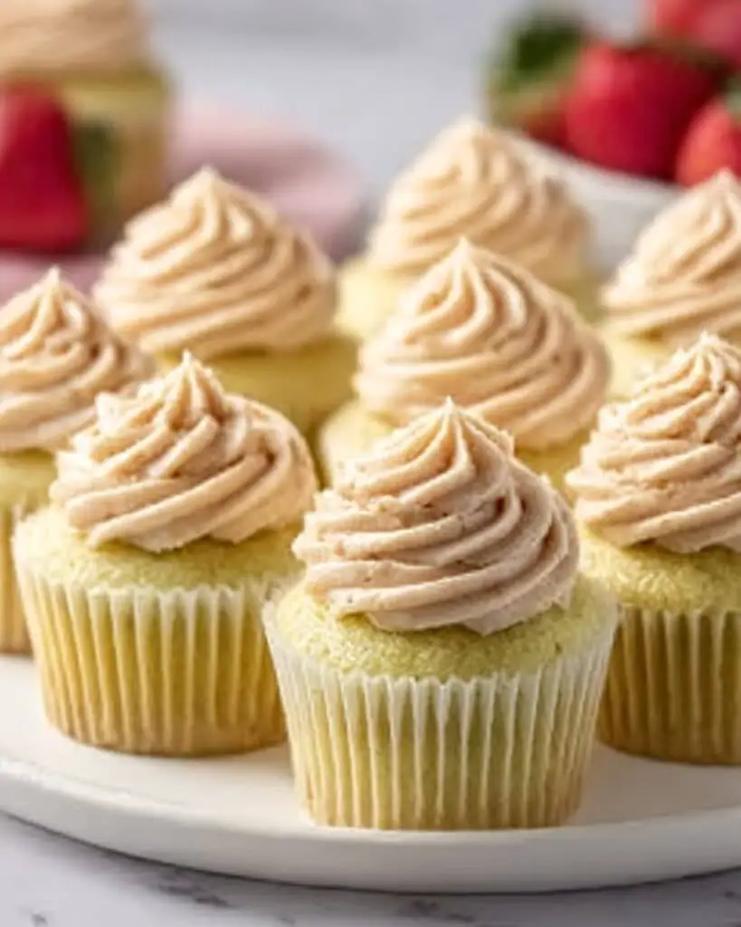 Pistachio Cupcakes with Strawberry Buttercream Recipe