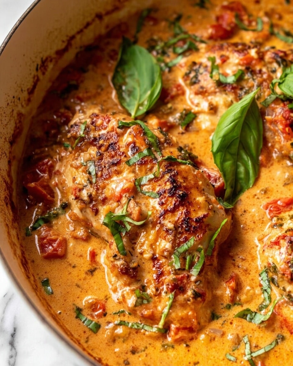 The image shows several small bowls and containers with different cooking ingredients arranged on a white marbled surface. On the lower right, there is a white plate lined with brown parchment paper holding raw, pale pink chicken pieces. Above it is a clear glass measuring cup filled with light yellow liquid. To its left is another clear glass measuring cup filled with white liquid. On the left side of the image, there is a large white round tray holding small white bowls containing yellow olive oil, minced garlic, butter cubes, and a mix of black pepper, green herbs, and spices. Small clear bowls contain red chili flakes and sun-dried tomatoes. A small bowl of white powder is at the top right. Fresh green basil leaves and shredded white cheese are at the lower left corner of the image. The setup captures a neat and organized collection of fresh ingredients ready for preparation photo taken with an iphone --ar 4:5 --v 7