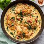 Tuscan Salmon with Sun-Dried Tomatoes, Spinach, and Parmesan Recipe