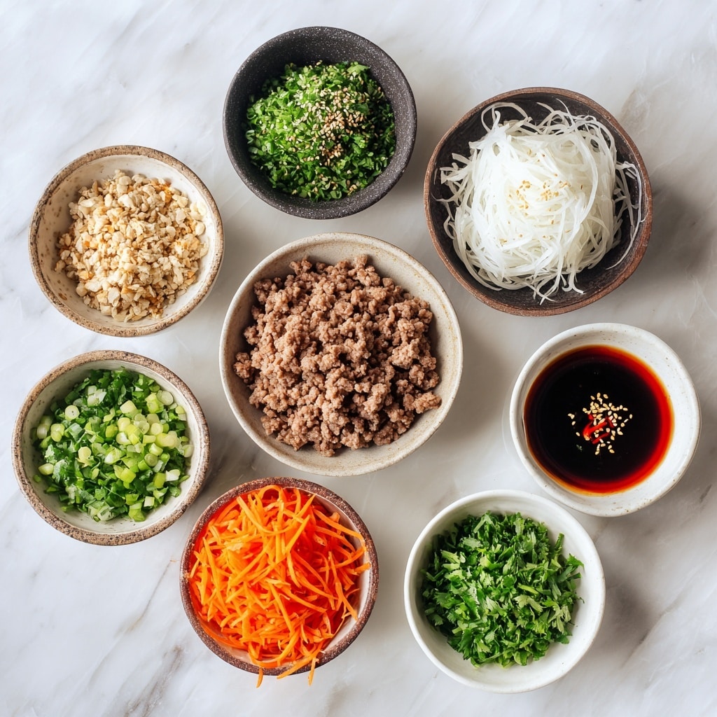 There is a white round plate with five golden brown fried spring rolls arranged on it, one spring roll has a bite taken showing a mixture of orange carrot bits and light brown filling inside. One of the spring rolls has a dark, glossy sauce with red chili flakes and green herbs drizzled on top. The plate is placed on a white marbled surface with a pair of wooden chopsticks and a white cloth with red text and red drawings to the side. Photo taken with an iphone --ar 4:5 --v 7