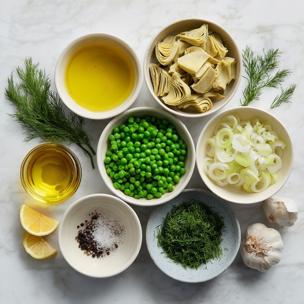 A white round plate with small raised dots around the edge holds a serving of green peas mixed with pale yellow artichoke pieces. The peas are bright green and round, filling most of the plate, while the artichoke pieces are cut into chunks with a soft texture, scattered evenly in the mix. On the right side of the plate, there is a half slice of lemon with a bright yellow rind and juicy, textured inside. The plate sits on a wooden round board with rough bark edges. The background is a white marbled surface with a turquoise blue pot lid partially visible behind the plate. Photo taken with an iphone --ar 4:5 --v 7