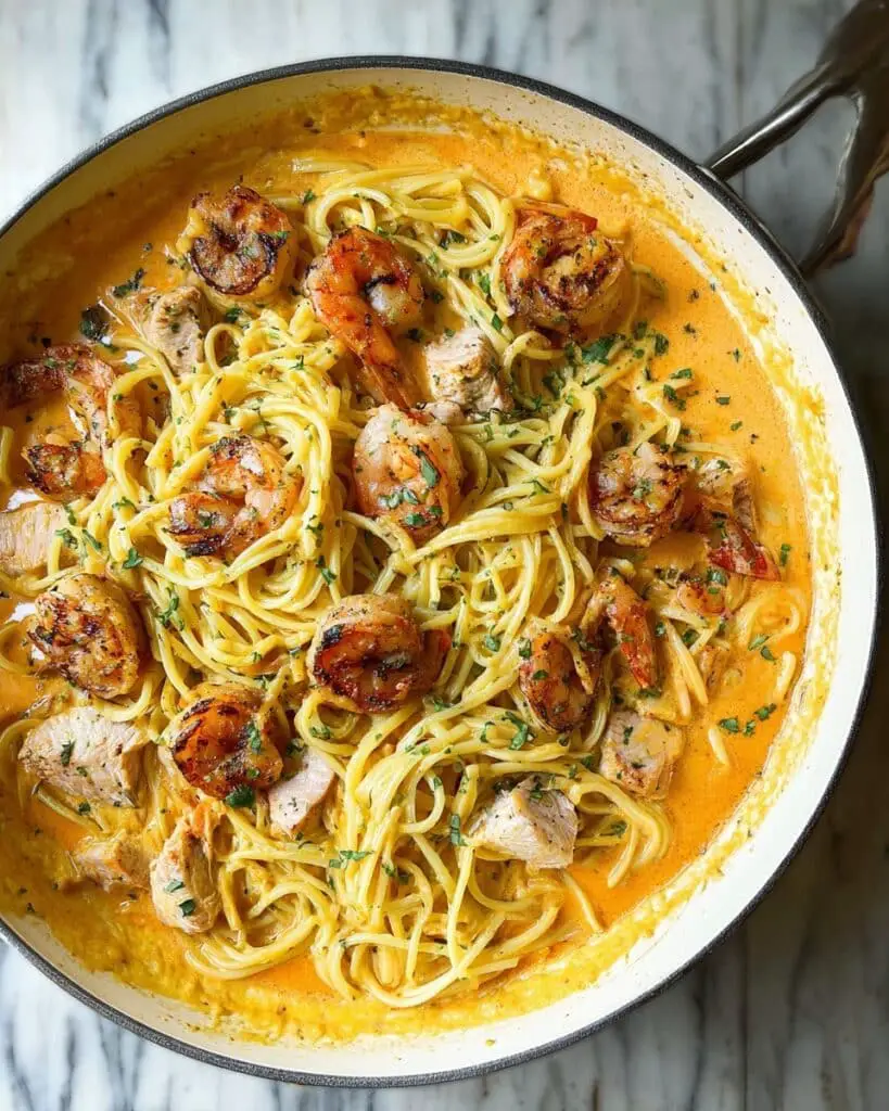 Salmon and Shrimp Alfredo Pasta Recipe