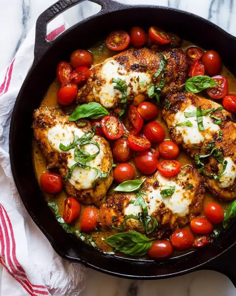 Baked Balsamic Chicken with Tomato Mozzarella and Basil Recipe