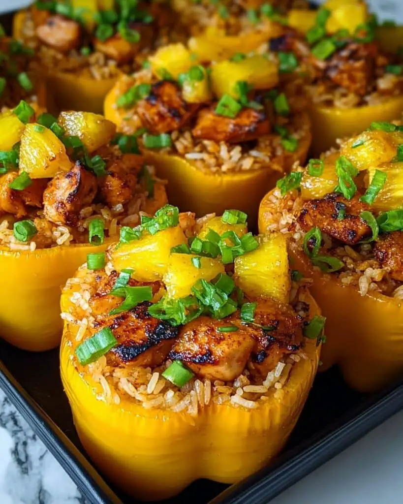 Teriyaki Pineapple Chicken and Rice Stuffed Peppers Recipe