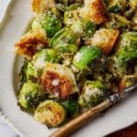 Roasted Brussels Sprouts Caesar Salad with Tahini Dressing and Crunchy Breadcrumbs Recipe