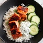 Tandoori Salmon with Cucumber Cilantro Raita Recipe
