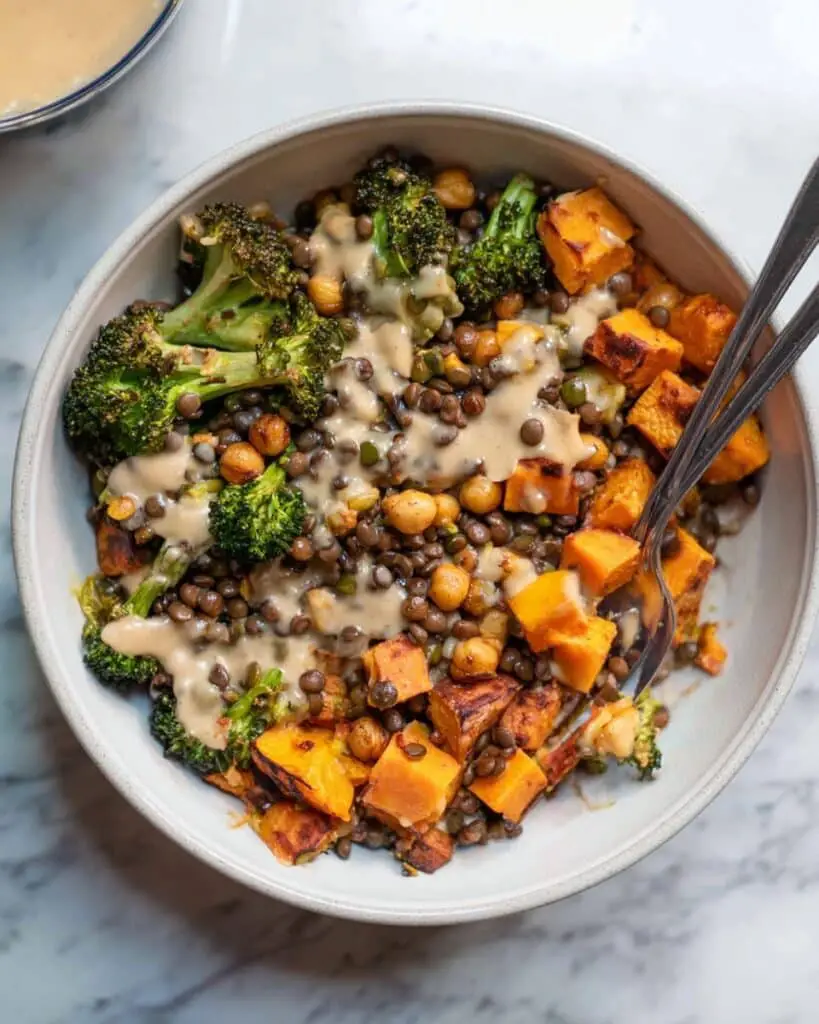 Roasted Lentil and Sweet Potato Sheet Pan Meal Recipe