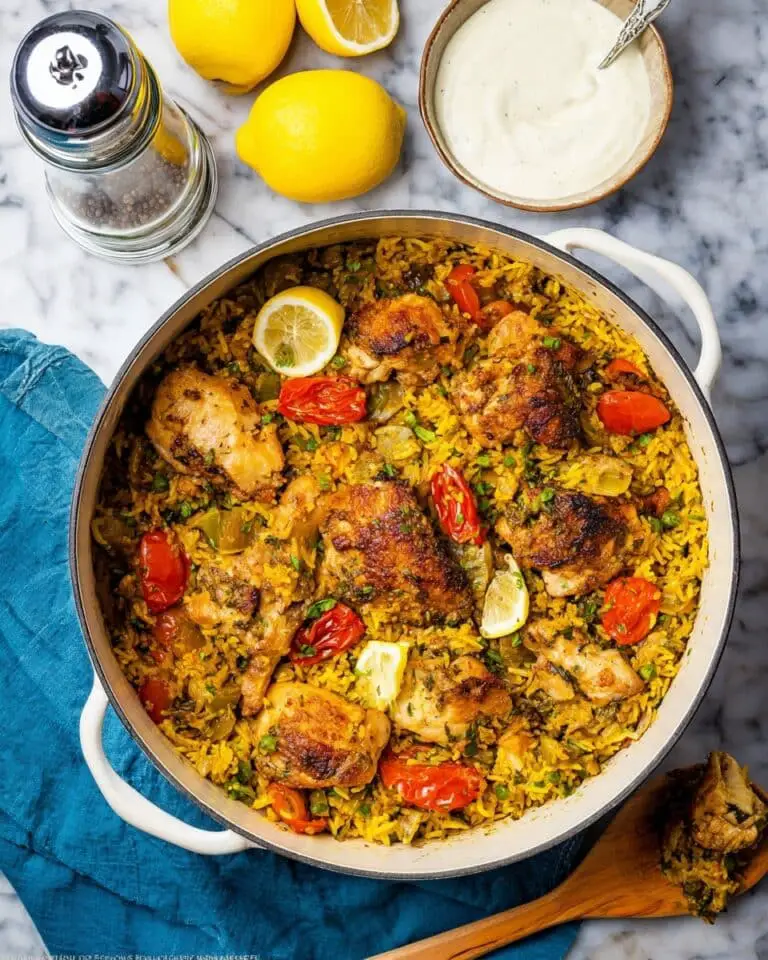 Middle Eastern Chicken and Rice with Yogurt Tahini Sauce Recipe