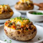 Loaded Stuffed Baked Potatoes with Ground Beef and Cheddar Recipe