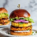 Salmon Burgers with Pineapple and Sriracha-Yogurt Sauce Recipe