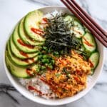 Canned Tuna Sushi Bowl with Bang Bang Sauce and Spicy Cucumber Salad Recipe