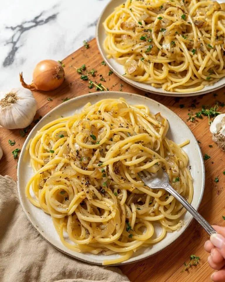 Vegan Caramelized Onion & Roasted Garlic Pasta Recipe