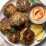 Zucchini Feta Cakes with Harissa Tzatziki Recipe