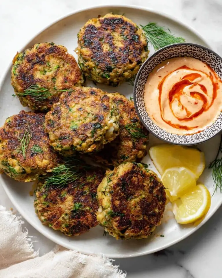 Zucchini Feta Cakes with Harissa Tzatziki Recipe