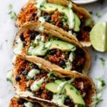 Black Bean Quinoa Tacos with Cilantro Lime Cashew Crema Recipe