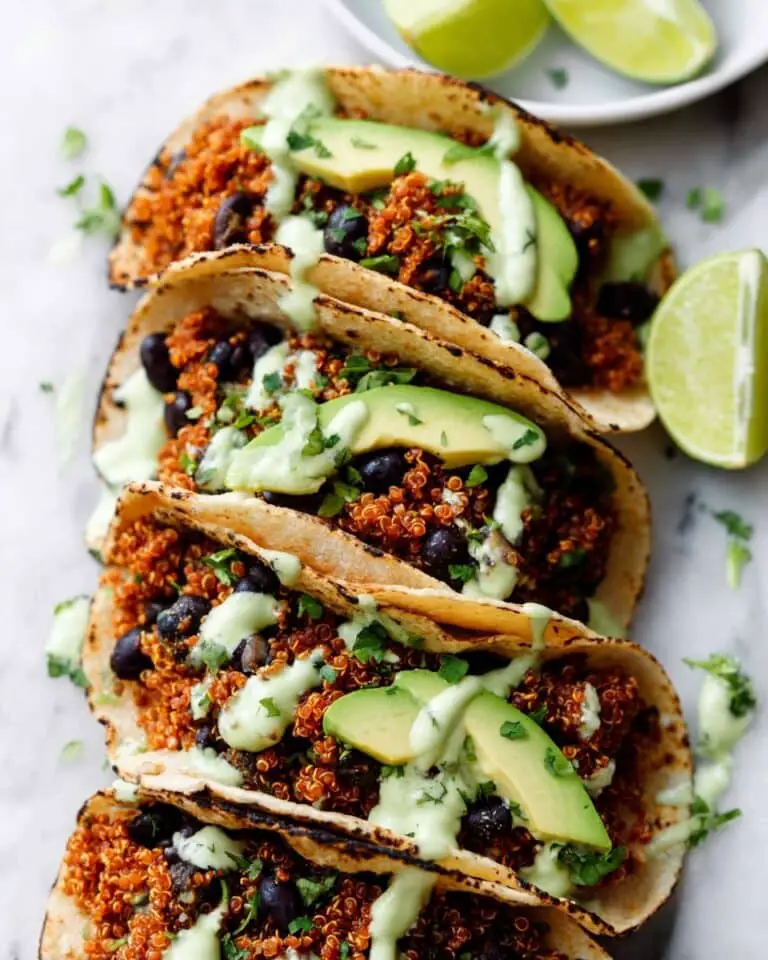 Black Bean Quinoa Tacos with Cilantro Lime Cashew Crema Recipe