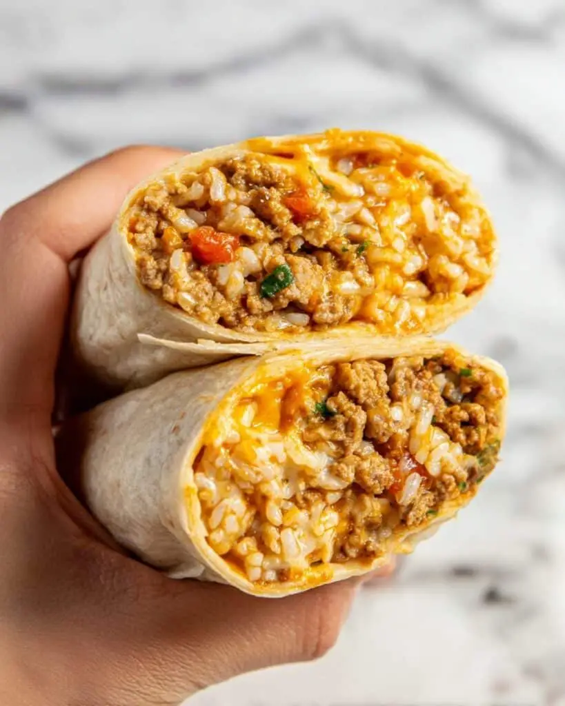 Cheesy Ground Chicken and Rice Burritos Recipe