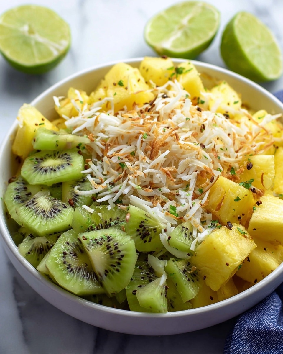 Pineapple Kiwi Salad with Toasted Coconut and Lime-Honey Dressing Recipe