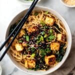 Vegan Ramen Noodles with Mushrooms, Tofu, and Kale Recipe