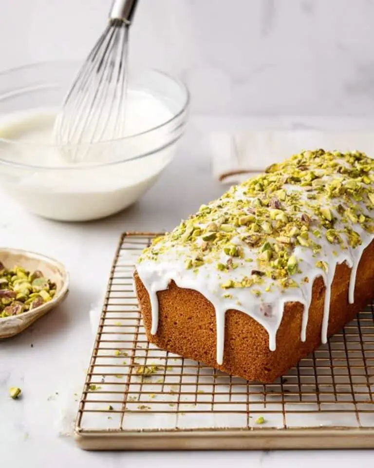Pistachio Bread with Almond Icing Recipe