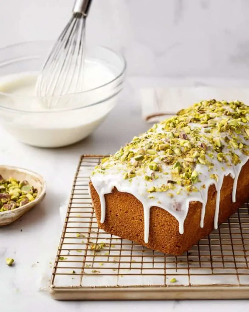 Pistachio Bread with Almond Icing Recipe
