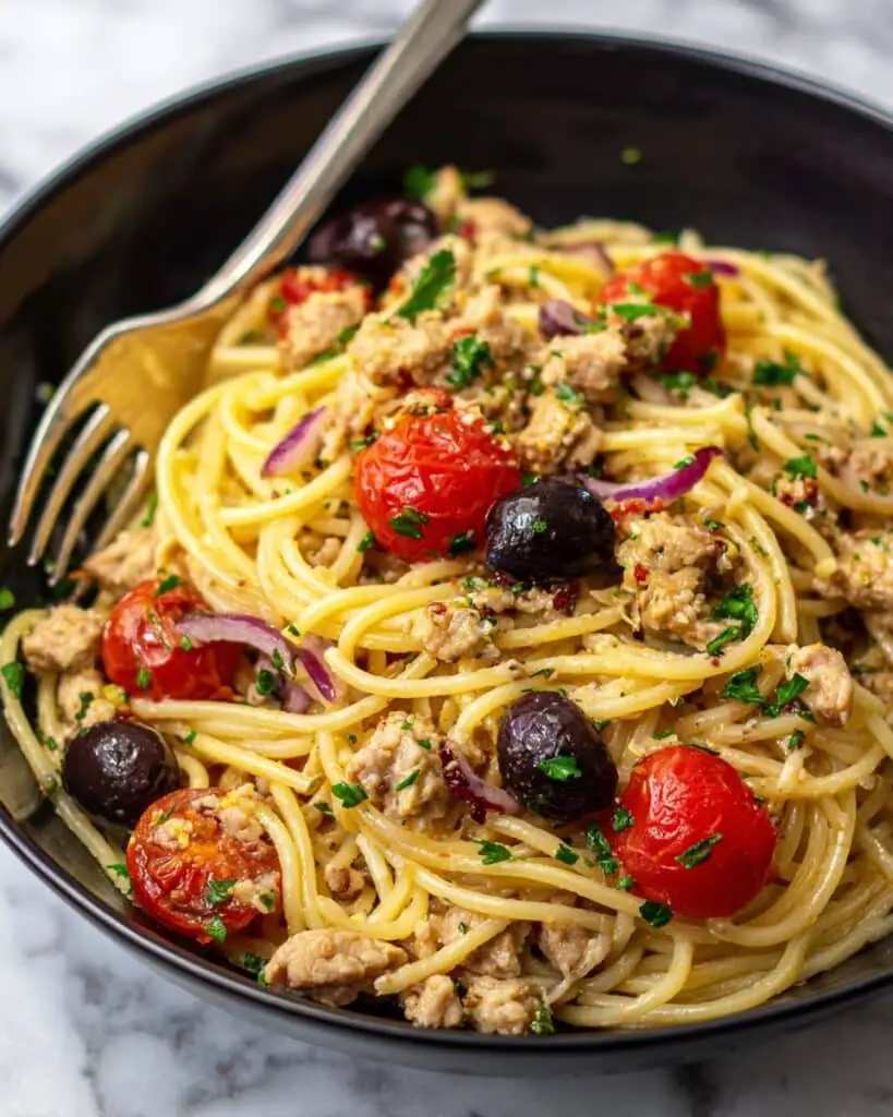 Sardines Pasta with Tomatoes and Olives Recipe