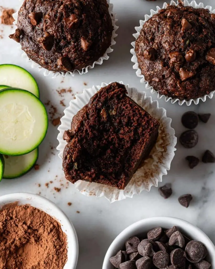 Healthy & Moist Chocolate Zucchini Muffins Recipe