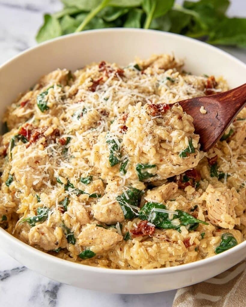 Slow Cooker Creamy Tuscan Chicken Orzo Recipe