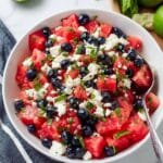 Watermelon Feta Salad with Blueberries and Fresh Herbs Recipe