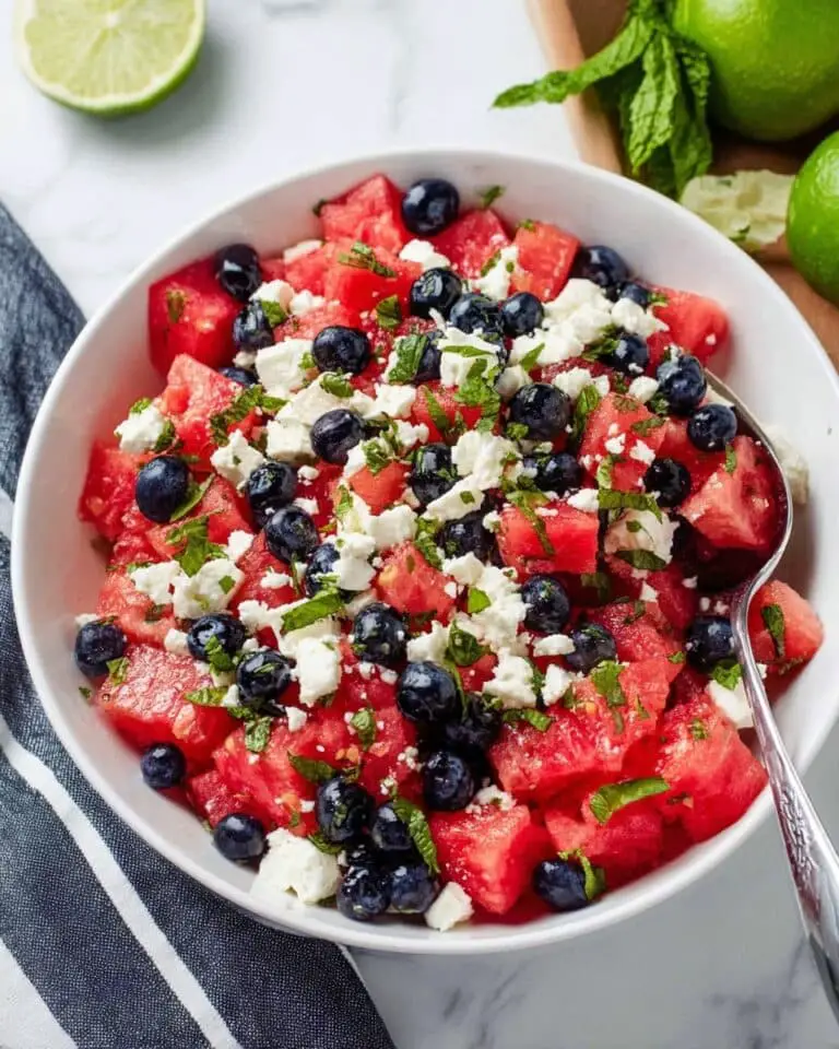 Watermelon Feta Salad with Blueberries and Fresh Herbs Recipe