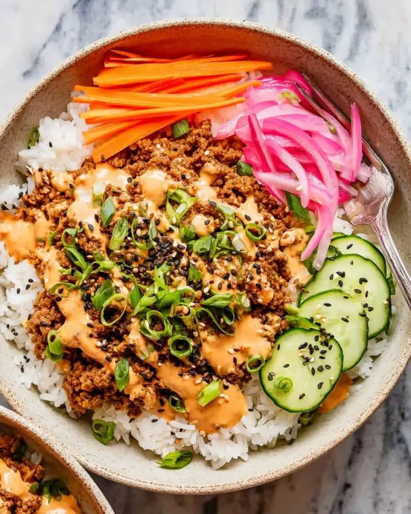 Ground Turkey Rice Bowls with Bang Bang Sauce Recipe