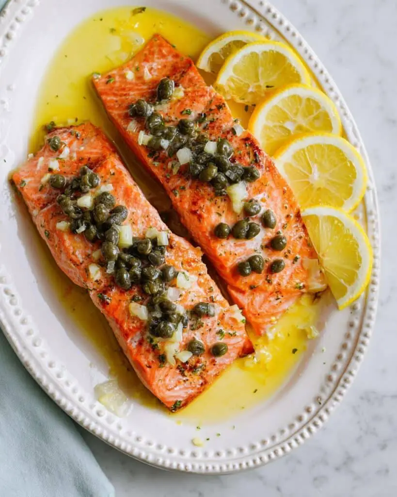 Baked Salmon with Lemon Caper Butter Recipe