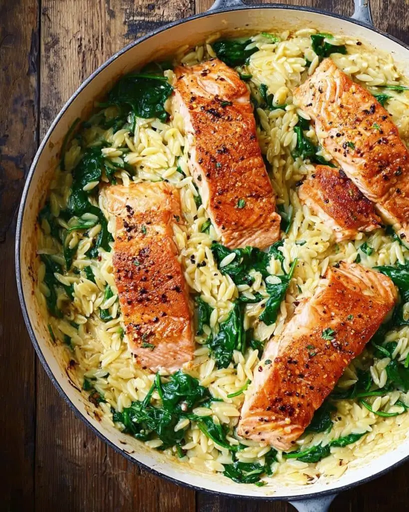 One-Skillet Salmon with Lemon Orzo Recipe