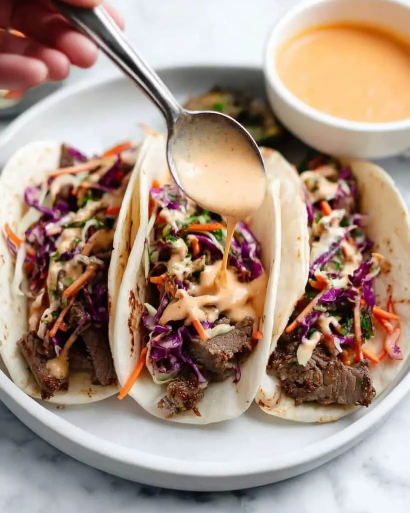Korean Beef Tacos with Sesame Slaw Recipe