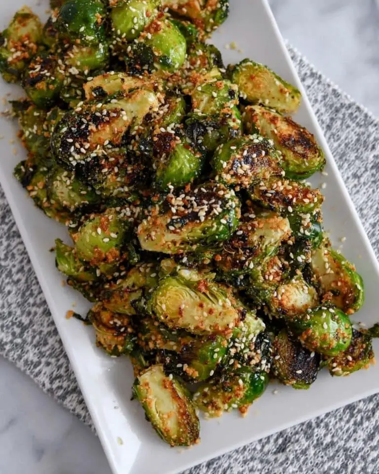 Air Fryer Crispy Everything Bagel & Parmesan Seasoned Brussels Sprouts Recipe