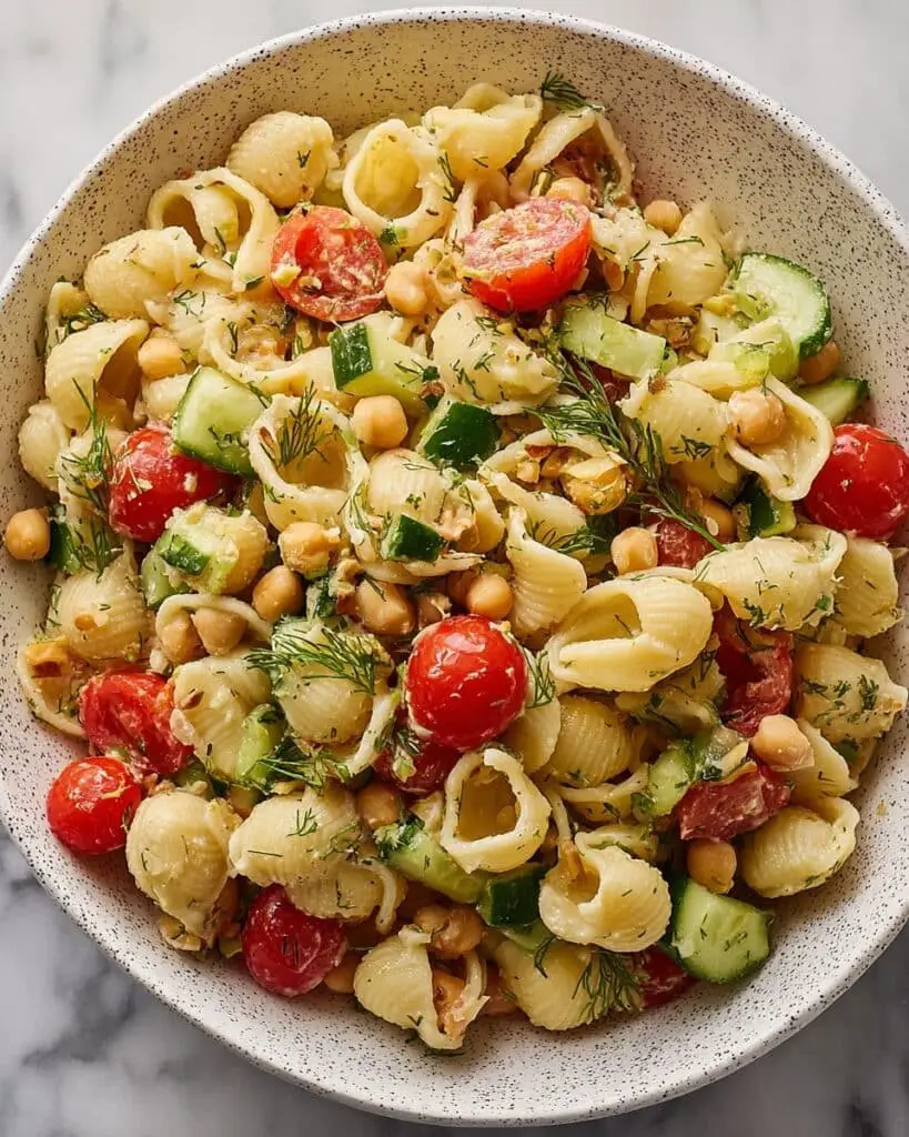 Chickpea Pasta Salad with Creamy Lemon Tahini Dressing Recipe