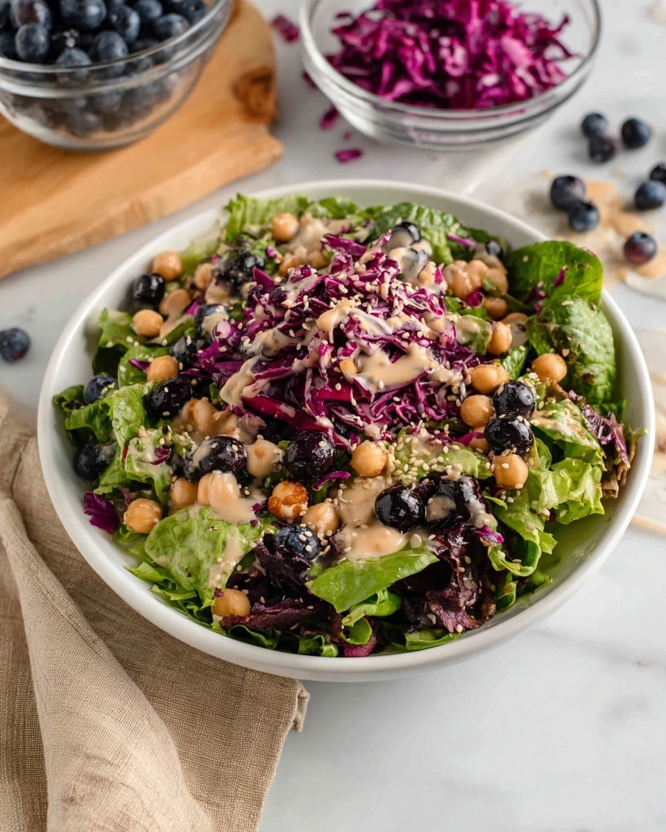 Chickpea Blueberry Salad with Tahini Maple Dressing Recipe