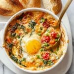 Baked Feta Eggs with Cherry Tomatoes and Spinach Recipe