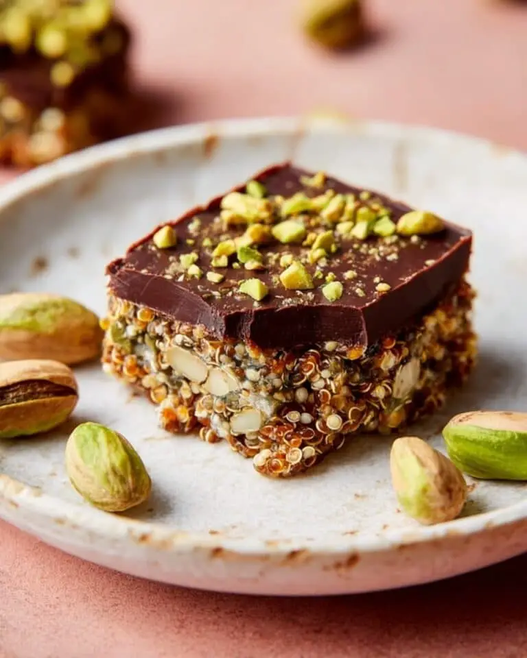 Salted Dark Chocolate Pistachio Quinoa Crunch Bars Recipe