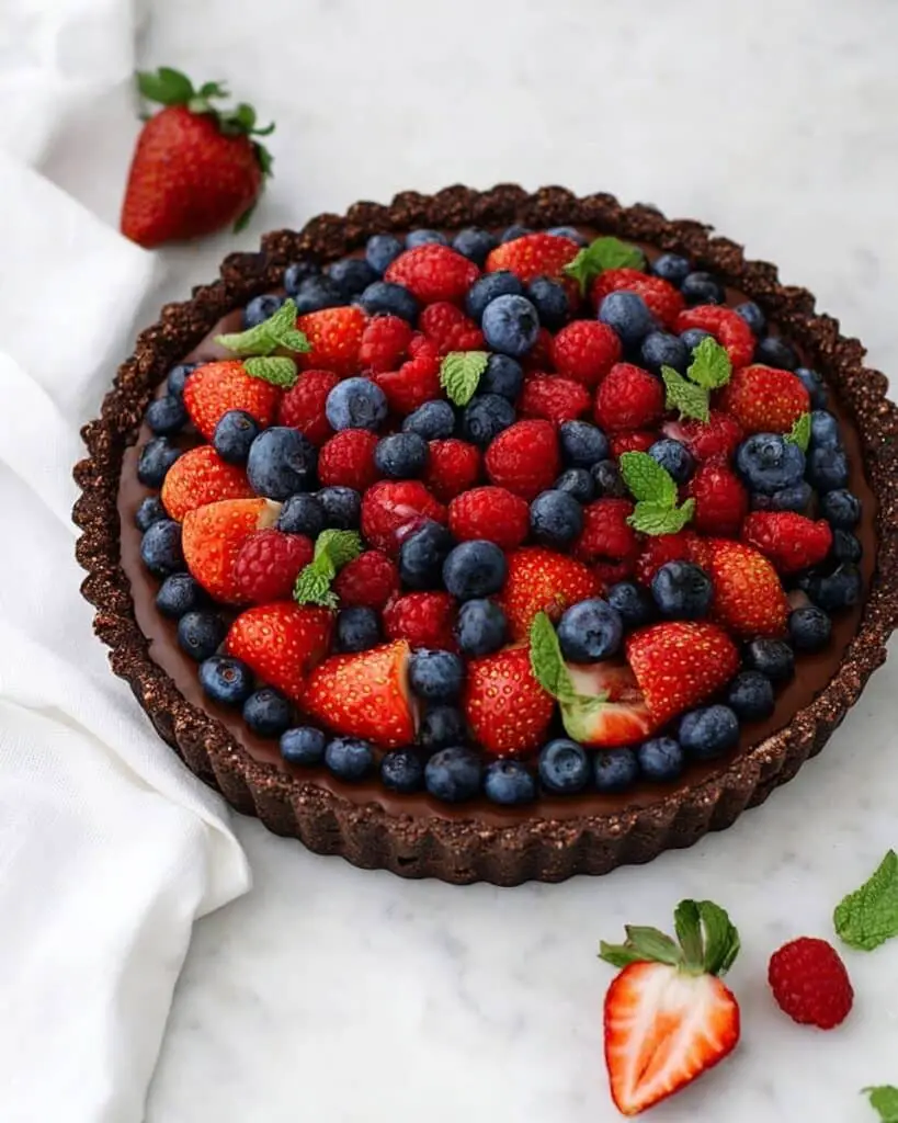 No-Bake Chocolate Berry Tart (Gluten Free & Vegan!) Recipe
