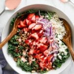 Easy Strawberry Kale Salad with Homemade Strawberry Vinaigrette Recipe