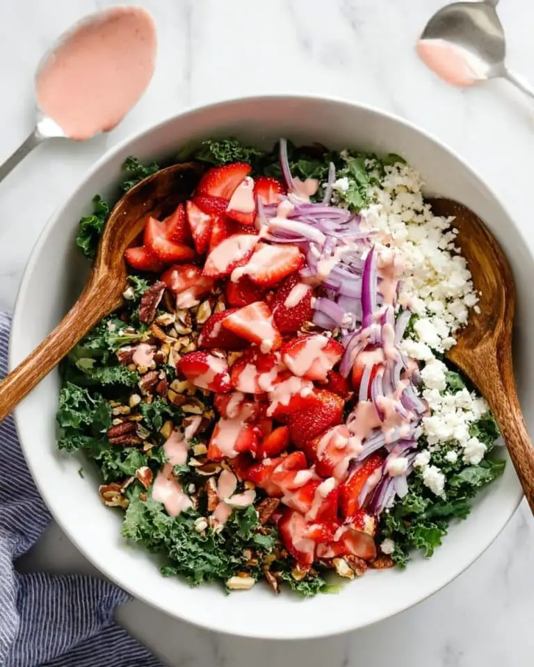 Easy Strawberry Kale Salad with Homemade Strawberry Vinaigrette Recipe