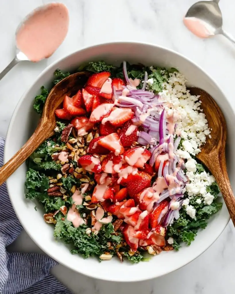 Easy Strawberry Kale Salad with Homemade Strawberry Vinaigrette Recipe