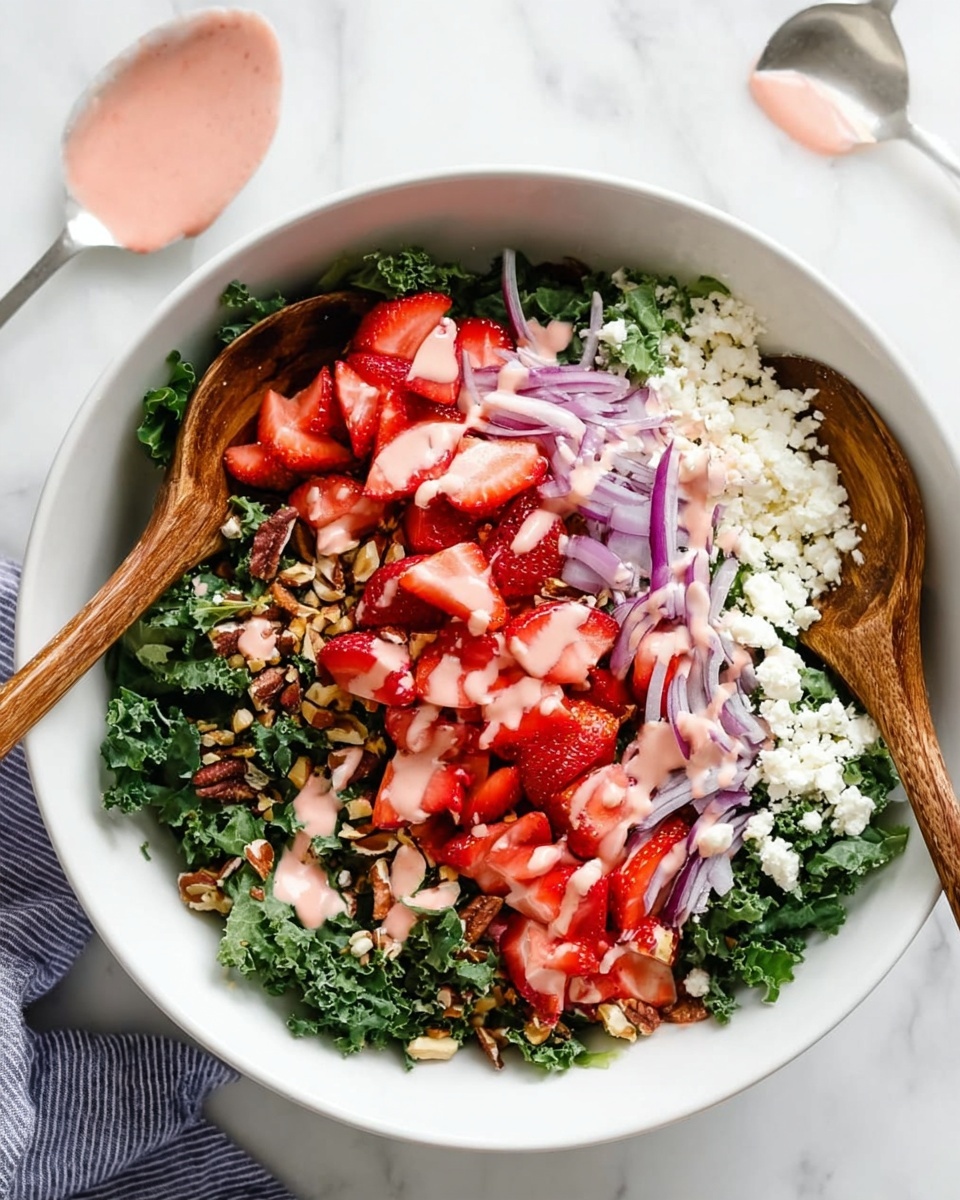 Easy Strawberry Kale Salad with Homemade Strawberry Vinaigrette Recipe