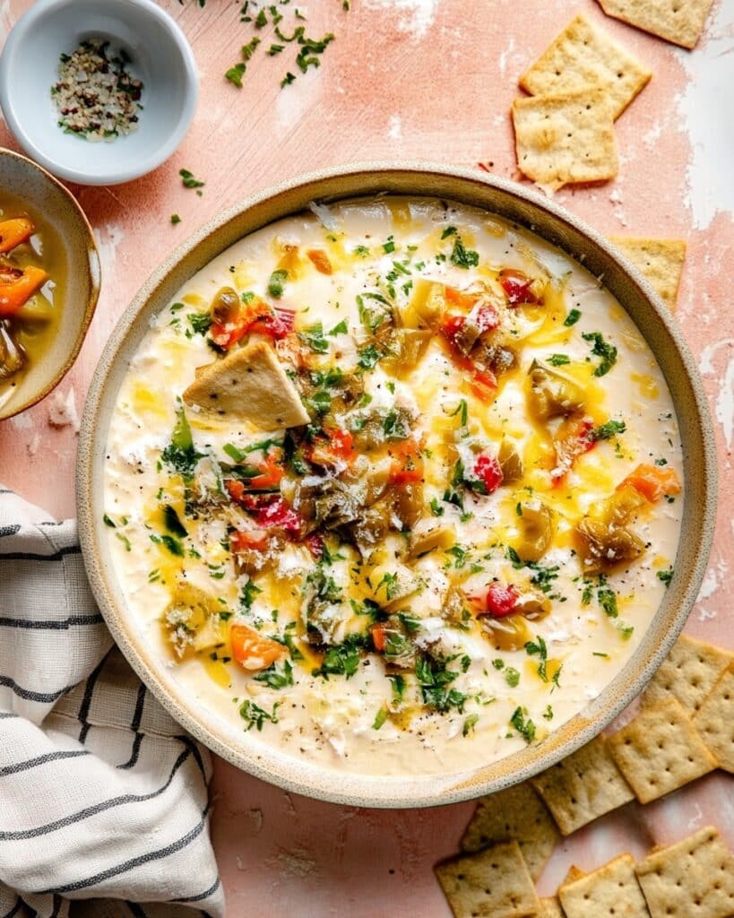 High Protein Cottage Cheese Giardiniera Dip Recipe