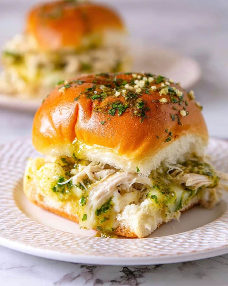 Cheesy Garlic Pesto Chicken Sliders Recipe