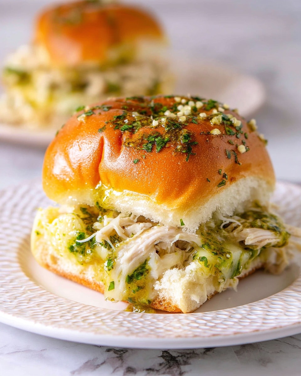 Cheesy Garlic Pesto Chicken Sliders Recipe