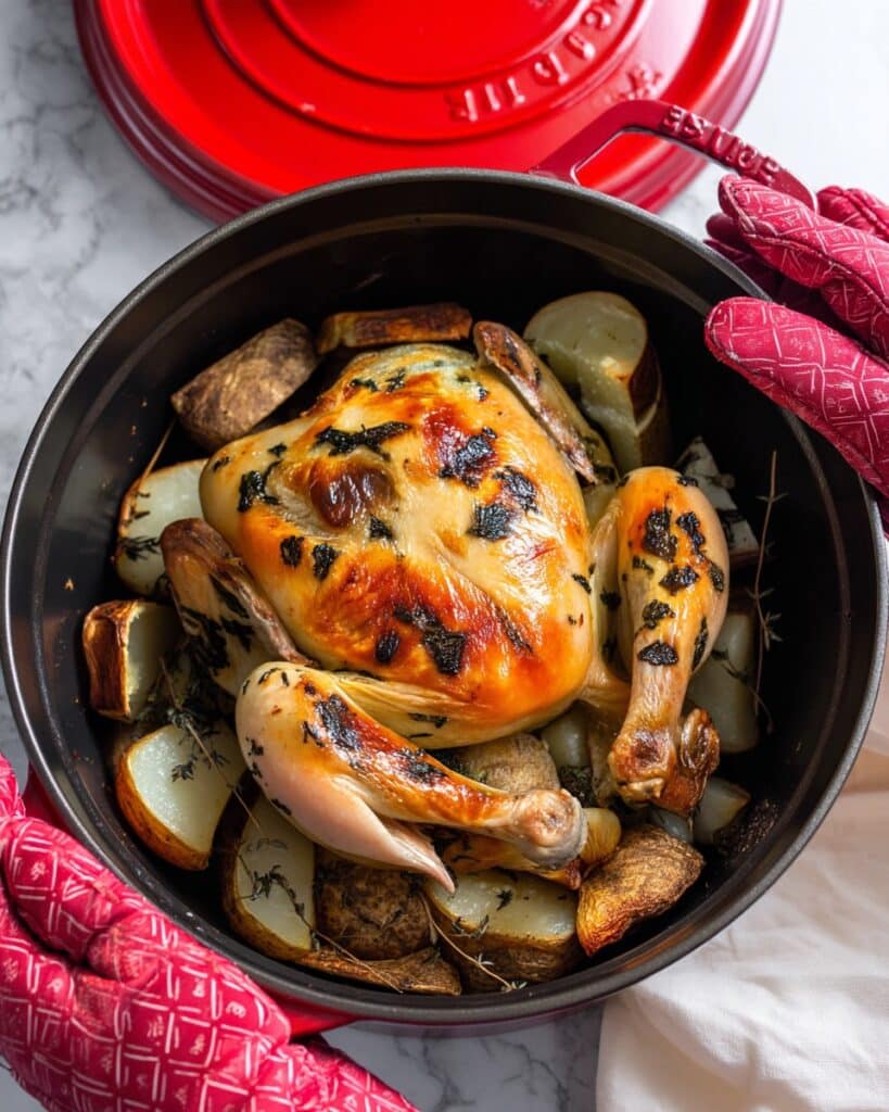 Garlic Herb Butter Roasted Chicken in a Dutch Oven Recipe